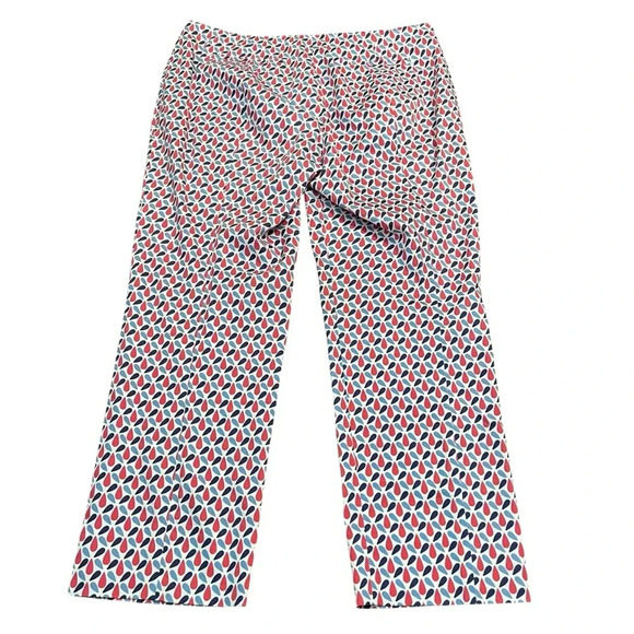 Armani Collezioni Women Size 12 Patterned Cropped Trousers Pants Red Blue - Picture 6 of 6